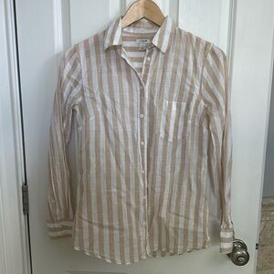 Jcrew white and tan stripes button down, XS